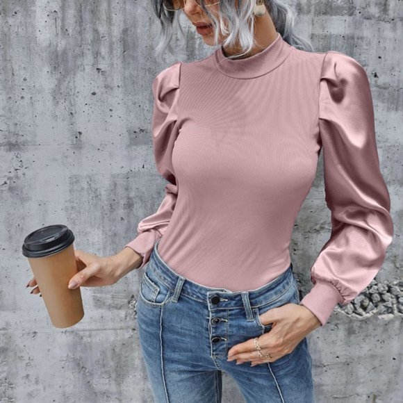 Modern Girl Pink Blouse top with Satin Sleeve - Picture 3 of 4